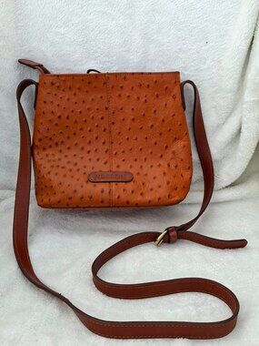 Handcrafted Ostrich Leather Crossbody Bag Small Shoulder Purse Tan